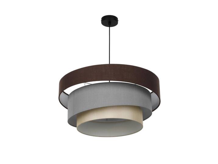 Novel Hängeleuchte Fiona, Braun, Grau, Schwarz, Khaki, Metall, rund, 150 cm, einfach zu transportierenschirm, Lampen & Leuchten, Innenbeleuchtung, Hängeleuchten, Pendelleuchten