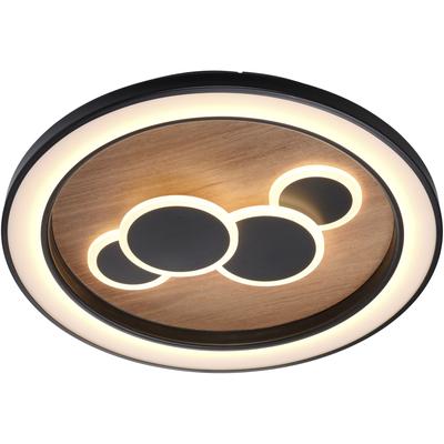 PAUL NEUHAUS Deckenleuchte "ELIZA", braun (holz, natur), 2, Ø 60cm, 1 Stk., Leuchten, LED, separat steuerbar (Schalter), Deckenleuchte