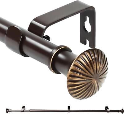 Urbanest "5/8"" Telescoping Single Curtain Rod Set with Trumpet Finials"