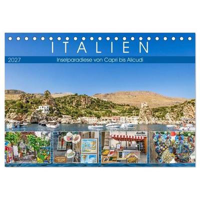 Italien - Inselparadiese von Capri bis Alicudi (Tischkalender 2027 DIN A5 quer), CALVENDO Monatskalender