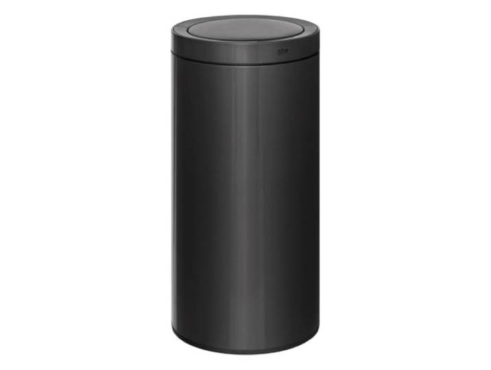 5 five simply smart 5five Delta Abfalleimer, rund, automatisch, 40 l, Metall, Schwarz, Bewegungserkennung, intelligent, energiesparend, einfache Reinigung, leiser Verschluss