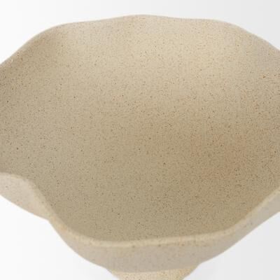Mercana Radka Beige Textured Small Metal Decorative Bowl - 11.22 x 15.55 x 6.75