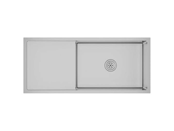 Küchenspüle aus Edelstahl, 100 x 44 x 20 cm, handgefertigt Seidiges Satin-Finish, integriertes Abtropfgestell, 2,5 mm Platte, Geräuschpuffer, X-Flume-System