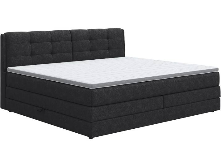 Boxspringbett COTTA FORT II, Stauraum- und Familien-Bett mit Bettkasten & TFK-Matratze , schwarz, B:221cm L:215cm, 100% POLYESTER (PES), Komplettbetten, Boxspringbett, inkl. Bettkasten und Topper