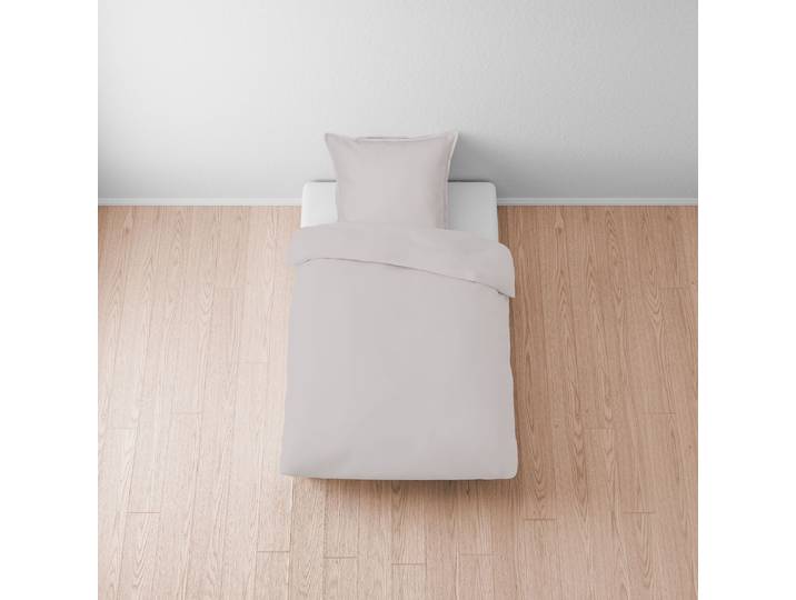 Housse de couette unie Biber Gris/Ecru
