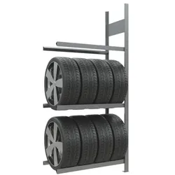 SCHULTE Lagertechnik Räder-/Reifenregal Anbauregal 200 x 130 x 40 cm silber, 130x200x40 cm