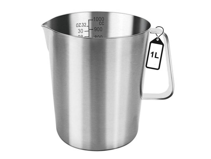 Messbecher 1L Edelstahl mit Skala, Silberfarben, Metall, Backen & Backzubehör, Messbecher