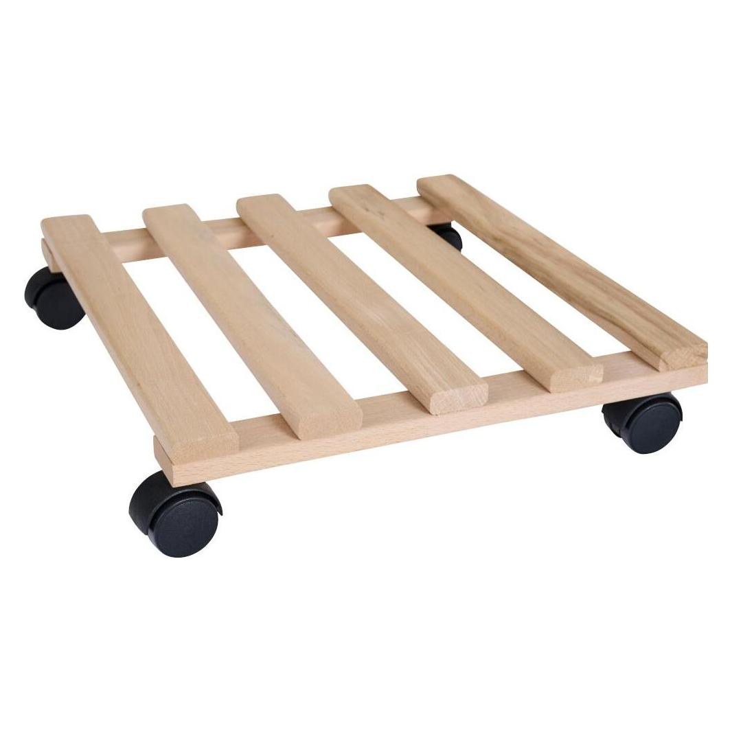 Siena Garden Holz-Rolluntersetzer 35 x 35 cm, natur Tragkraft: 25 kg, Buchenholz (8212)