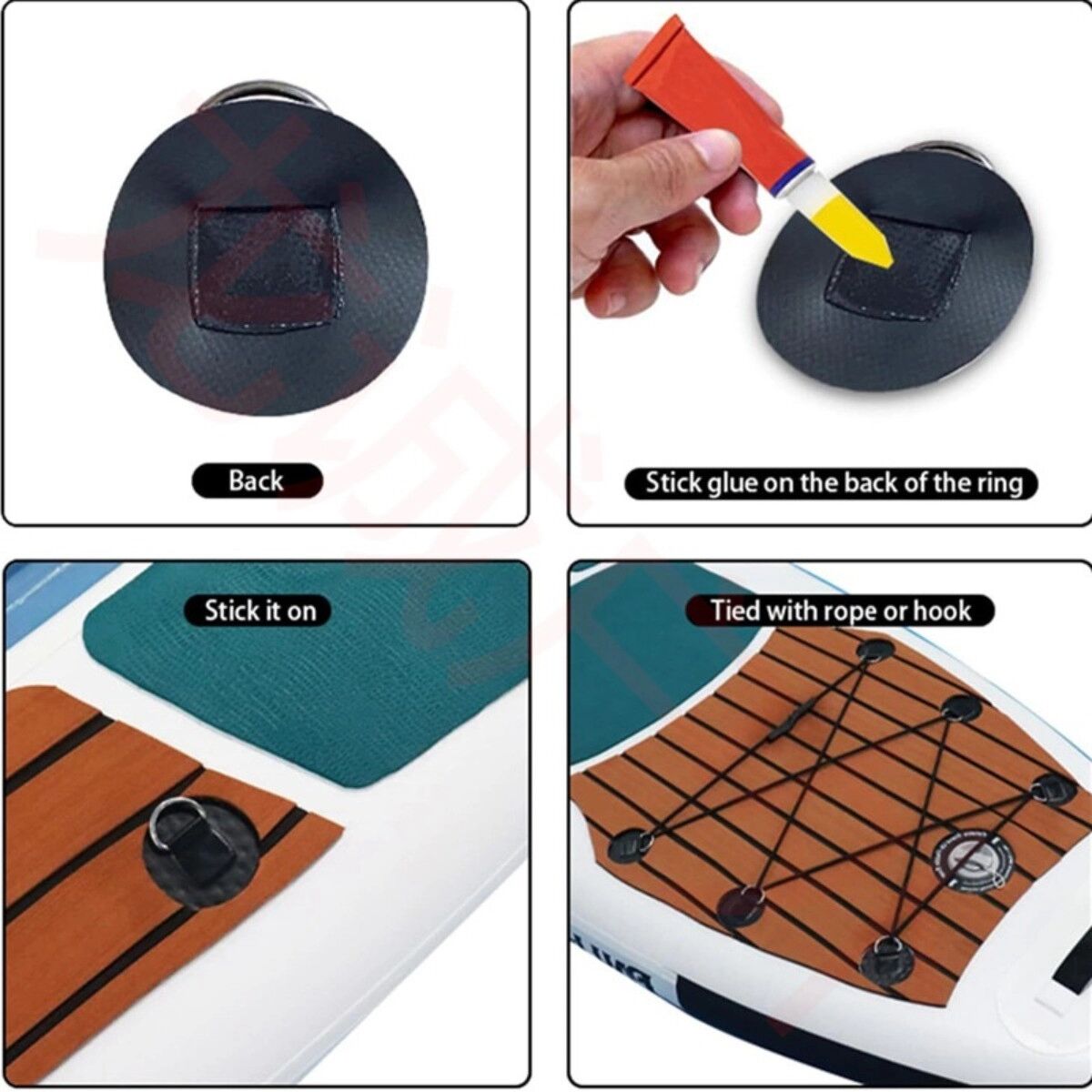 INF Kajak D-Ring Befestigungs-Set 4er-Pack – PVC + Edelstahl, Weiß – Sichere Zurrpunkte für Kajaks, Schlauchboote und SUPs