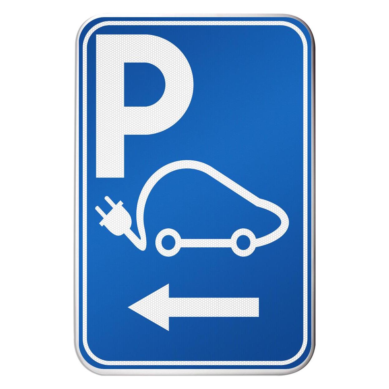 Brady Parkschild für Elektrofahrzeuge - Parkplatz für das Aufladen Ihres Elektroautos reserviert - nach li (I/EVP4/RFLB-400X600-1)
