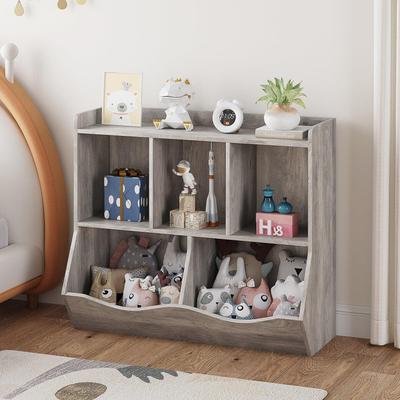Garvee Wooden Kids Bookshelf & Toy Storage, Children Bookcase w/ 5 Compartments