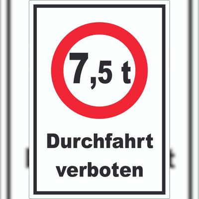 HB-Druck Durchfahrt verboten 7,5 Tonnen Aufkleber A8 (52x74mm)
