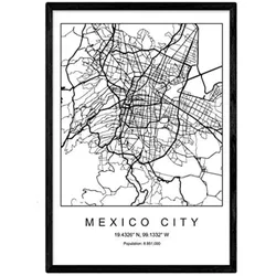 POSTER Mexiko-Stadt Skandinavischen Stil A3 Rahmenlos