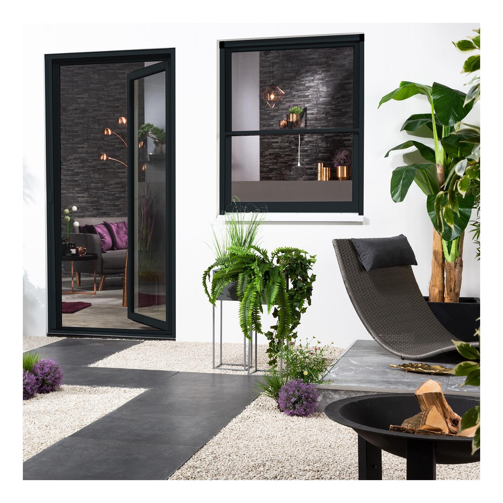 Insektenschutz-Alu-Fensterrollo Bausatz "SMART" 130x160 cm in Anthrazit