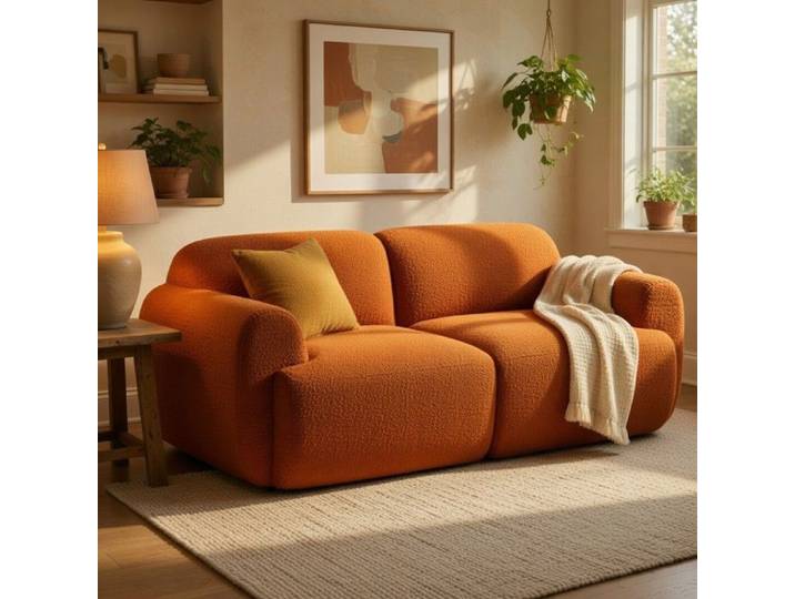 CollaHausse Canapé Modulable Chenille Caramel Mousse 30D et Base Antidérapante