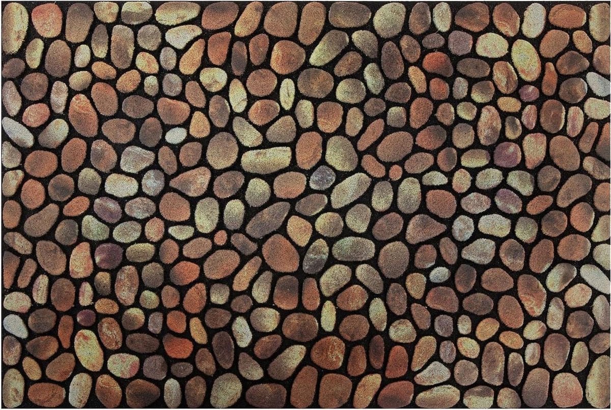 Bruine Deurmat Barrière Stapmat voor Buiten van Gerecycled Materiaal - 60 x 40 cm
