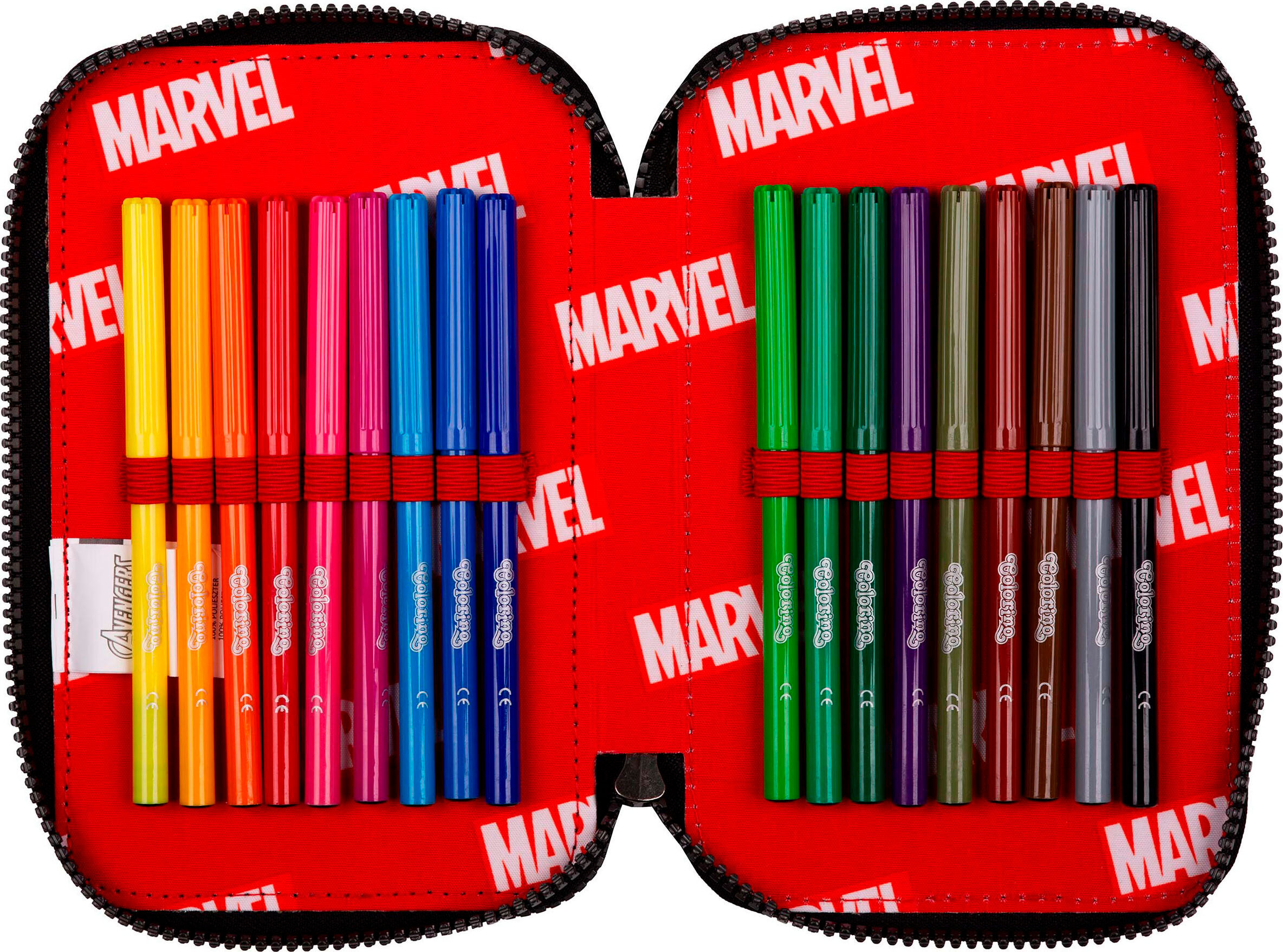 Federmäppchen COOLPACK "Etui, Marvel, Avengers", Kinder, bunt (avengers), Polyester, Schreibgeräteetuis Federmäppchen, befüllt