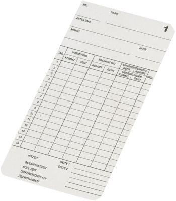 BÜRK Stempelkarte, doppelseitig, für Zeiterfassungsgerät K800/K895/K1300, 500 Stück