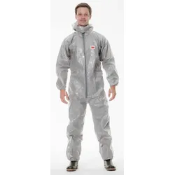 3M 4570 Schutzanzug, grau, Typ 3/4/5/6, Grösse M, extrem robust, versiegelte Nähte, Doppel-Reissverschluss, leichtes und geschmeidiges Material, Grösse M