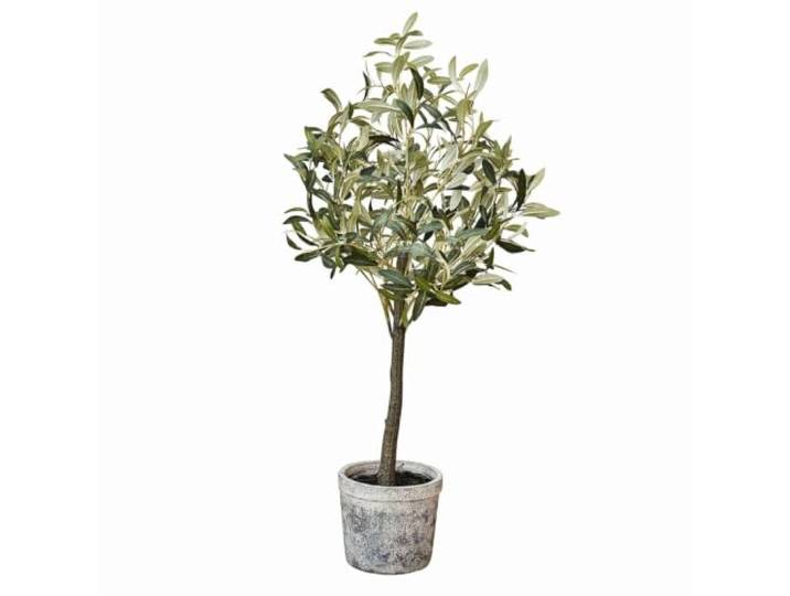 LOBERON Deko-Topfpflanze Mariuccia , grün Blatt, Olive, Naturgetreu gestaltet, Biegsame Äste, Topf aus stabilem Polyresin