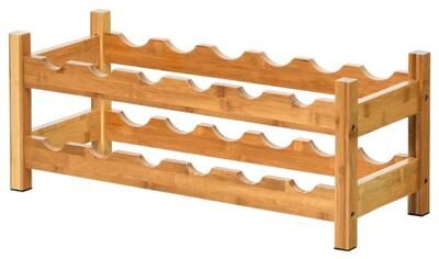 Costway 2-Tier 12 Bottles Bamboo Storage Shelf Wine Rack-Natural