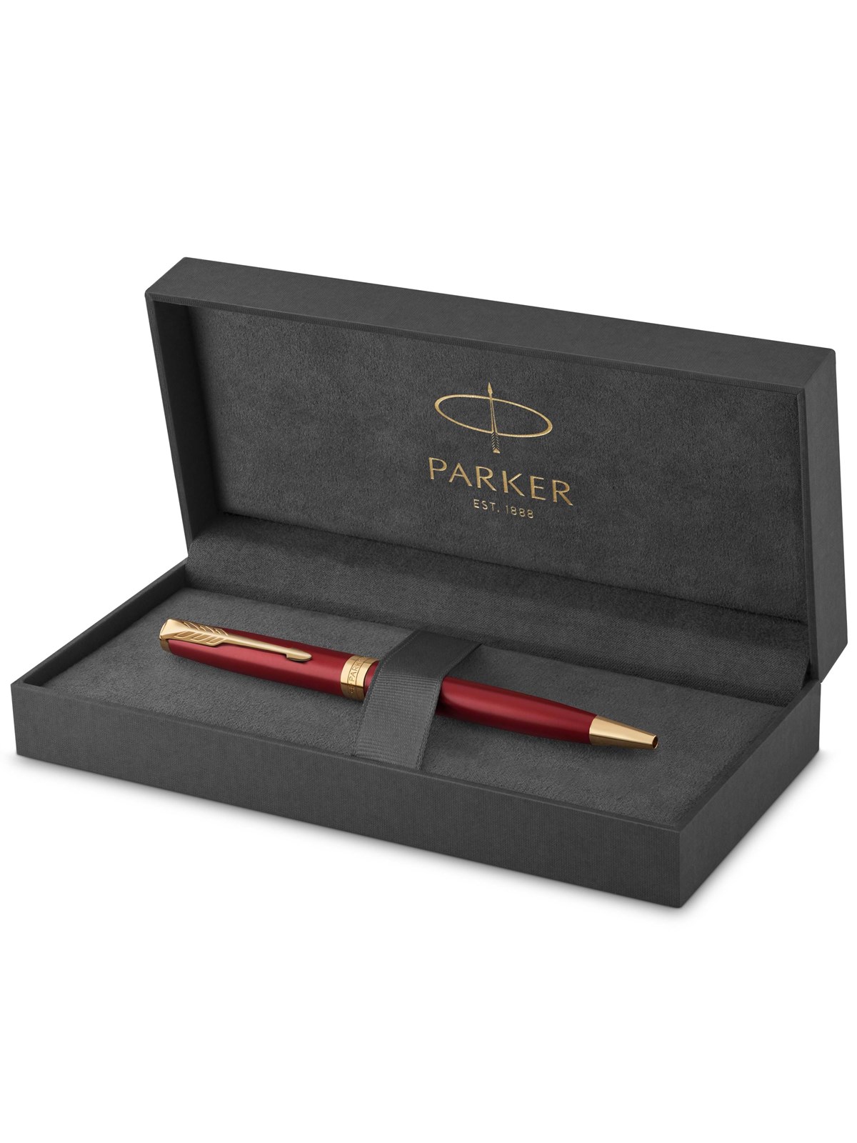 Parker Sonnet Kugelschreiber | Rote Lackierung mit Goldzierteilen | Mittlere Spitze | schwarze Tinte | Geschenkbox