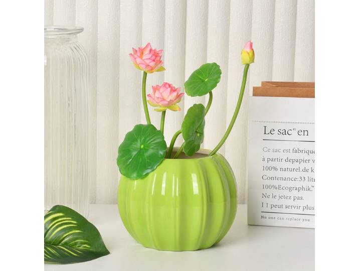 Pot de fleurs en céramique, vase en forme de citrouille, bouteille décorative créative, pièce de décoration pour la maison en forme de macaron