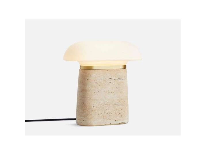 Nova Tischleuchte Ivory Travertine/Opal - Woud - Wohnzimmer - Stein