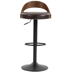 MODFU Barhocker 2er-Set aus PU-Leder Braun, Metallgestell Schwarz, 360° drehbar & höhenverstellbar