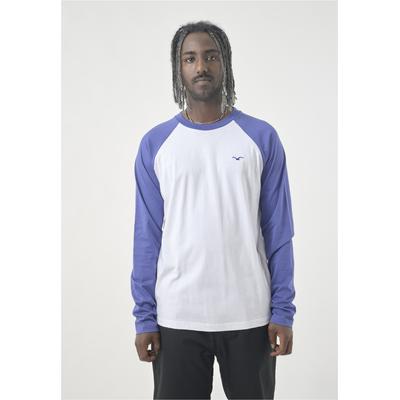 Langarmshirt CLEPTOMANICX "Longsleeve Ligull College", Herren, Gr. L, blau, 100% Baumwolle, bestickt, normal, Rundhals, Shirts Langarmshirt, mit lockerem Schnitt