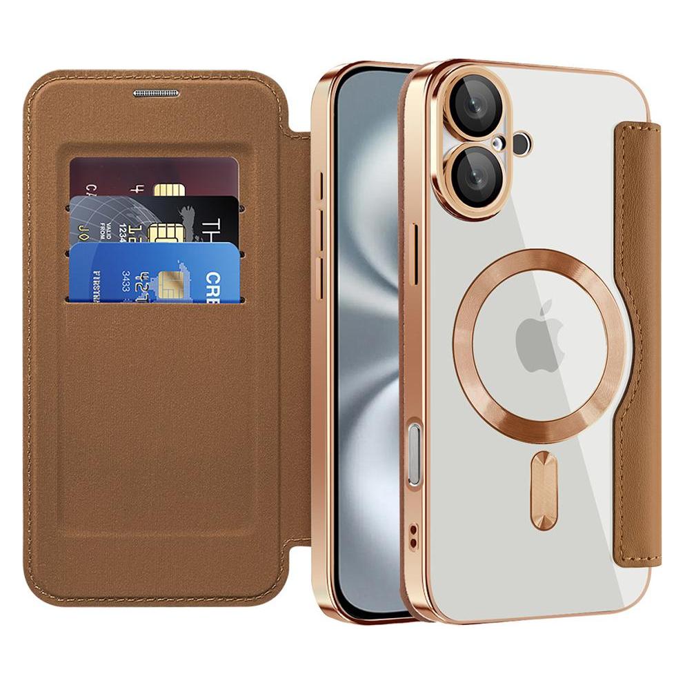 Techsuit - SmartMag Book Case - iPhone 16 Plus - Brown (Apple iPhone 16 Plus) (59432846)