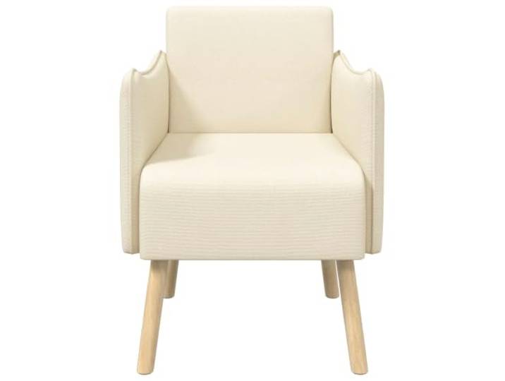 NLQMSU Sessel, Cremefarben, Velours, genarbt, 1 Platz Velours, 100 % atmungsaktives Polyester, weiche Schaumstoffpolsterung, Rahmen aus Holz, Beine aus massivem Gummibaumholz