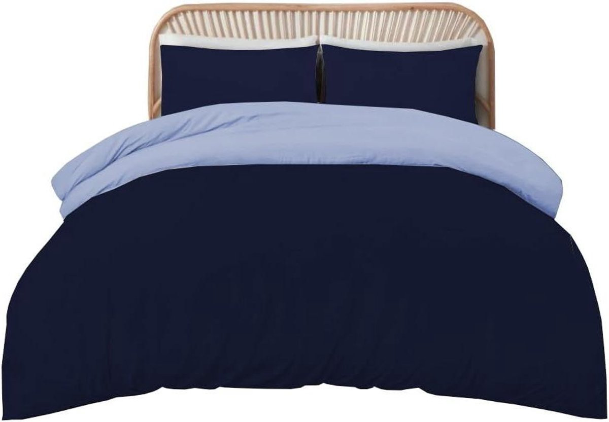 Dekbedovertrek Set Blauw - Omkeerbaar Ontwerp - Tweepersoons Beddengoed Set