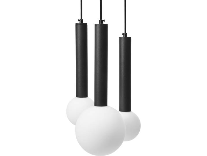 BELIANI Pendelleuchte Schwarz Metall Eisen Glas Hängelampe Moderne Beleuchtung Wohnzimmer Esszimmer Schlafzimmer