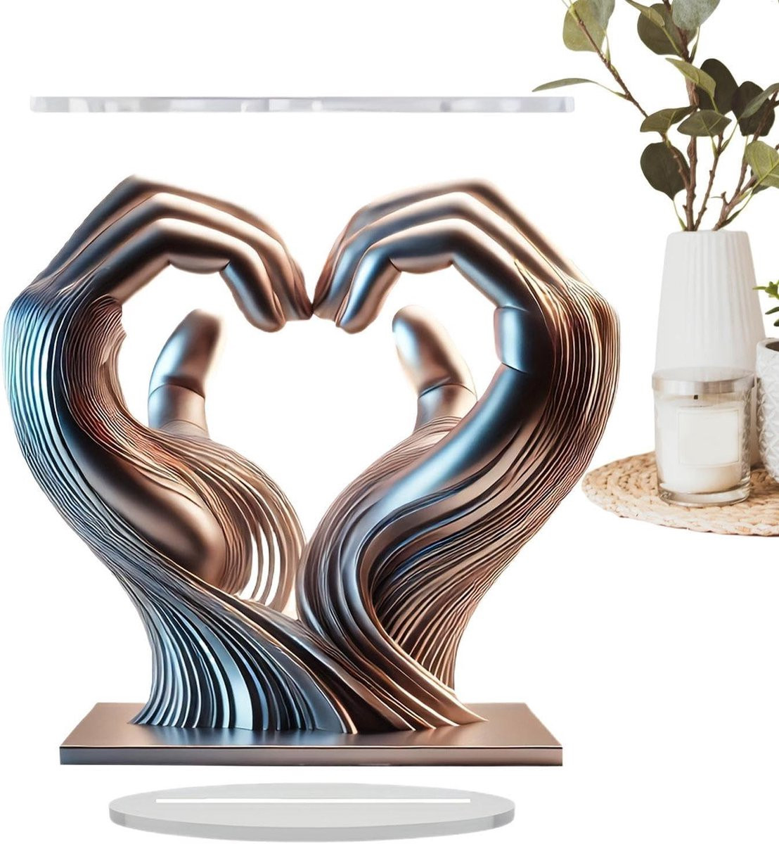 Hart Handsculptuur Liefdesbeeldje Acryl Zilver
