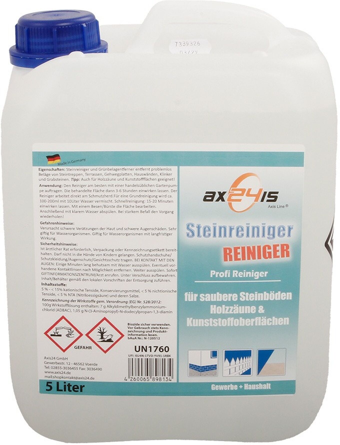 Axis Line Steinreiniger Der Haus und Gartenfreund Konzentrat 5Liter - gegen