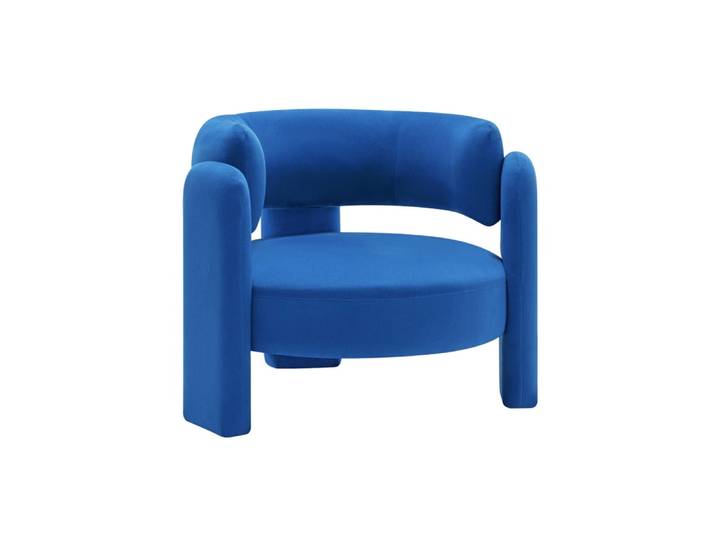 Fauteuil tripode en tissu bleu type feutrine