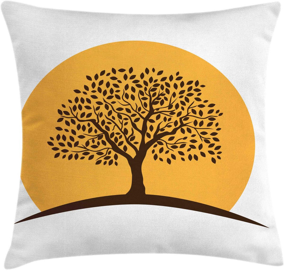 ABAKUHAUS Bladeren Kussenhoes Boom des Levens Botanie - Wit/Oranje - 45 x 45 cm