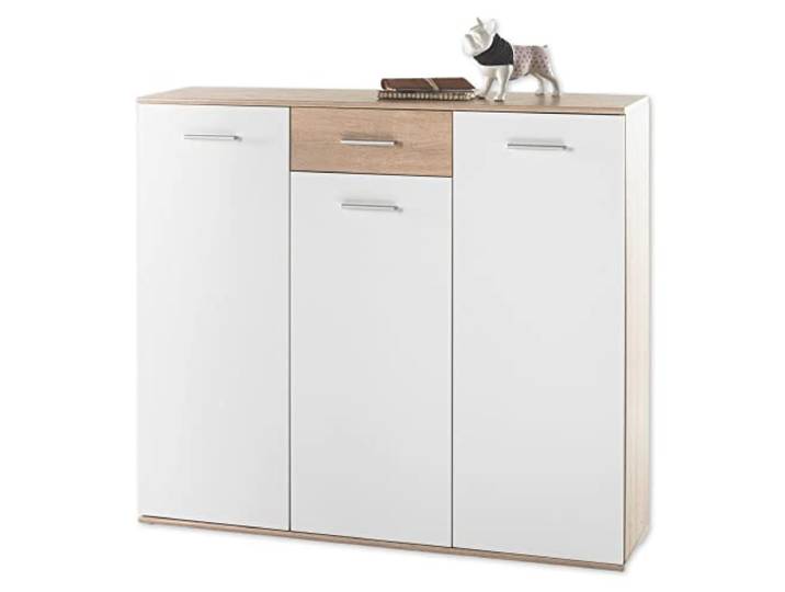 MANOLO Schuhschrank Weiß und Eiche Sonoma Optik 135 x 118 x 35 cm (B/H/T)
