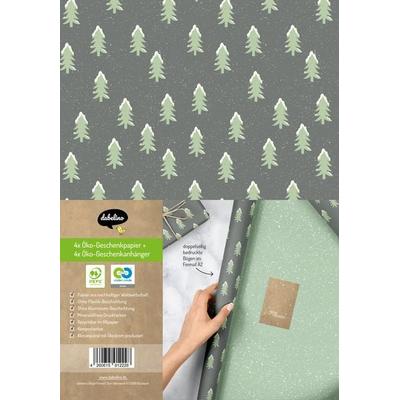 Geschenkpapier Set Weihnachten: Tannenbaum mit Schnee (grün, schwarz) für Kinder und Erwachsene, Sonstige von , Dabelino