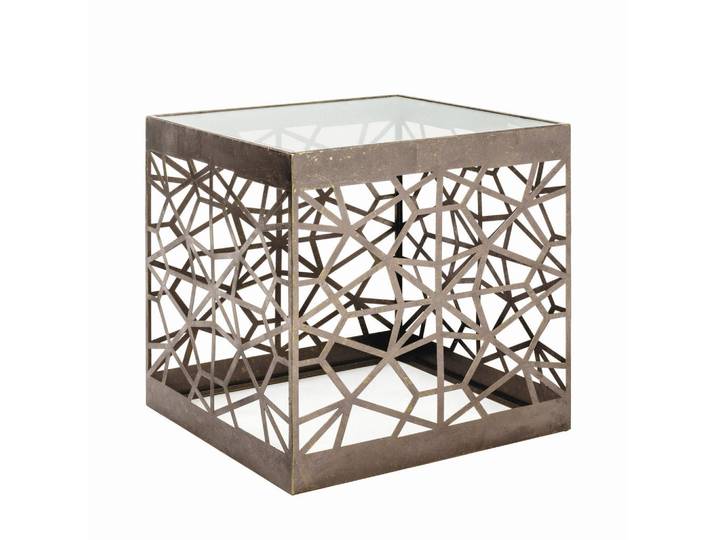 Beistelltisch, Bronze, Metall, Glas, Abstraktes, 50x50x50 cm, Wohnzimmer, Wohnzimmertische, Beistelltische, Beistelltische Metall