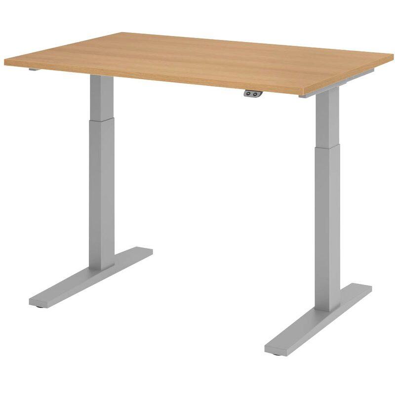 HAMMERBACHER VXMKA12/E/S elektrisch höhenverstellbarer Schreibtisch 70,0 - 120,0 cm - elektrisch Eiche / silber