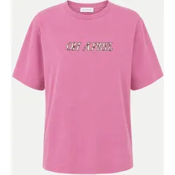 Boyfriend-Fit T-Shirt mit Cow-Print Rosa XS