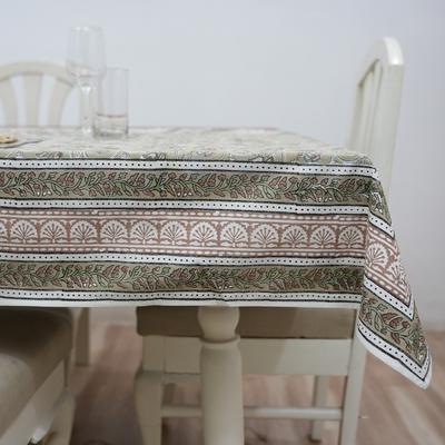 Fabdivine Floral Cotton Table Cover or Cloth Handmade Block Print for Dining & Home Décor Accent