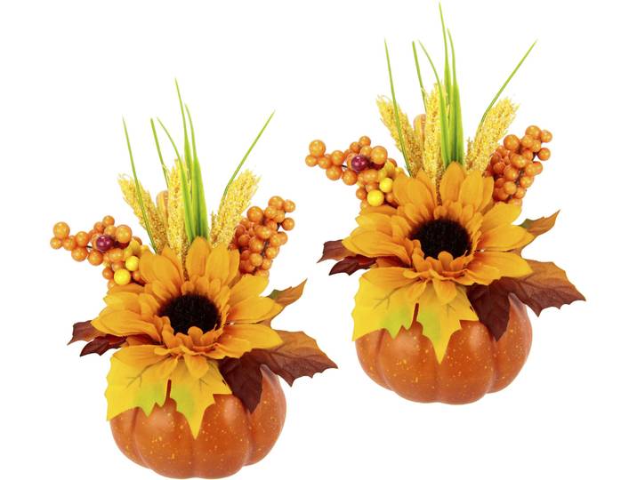 Gestecke I.GE.A. Sonnenblume , gelb (gelb, orange), B:13cm H:18cm L:12cm, Obermaterial: 60% Kunststoff, 40% Polyester, Kunstpflanzen, Gestecke, Herbstblumen