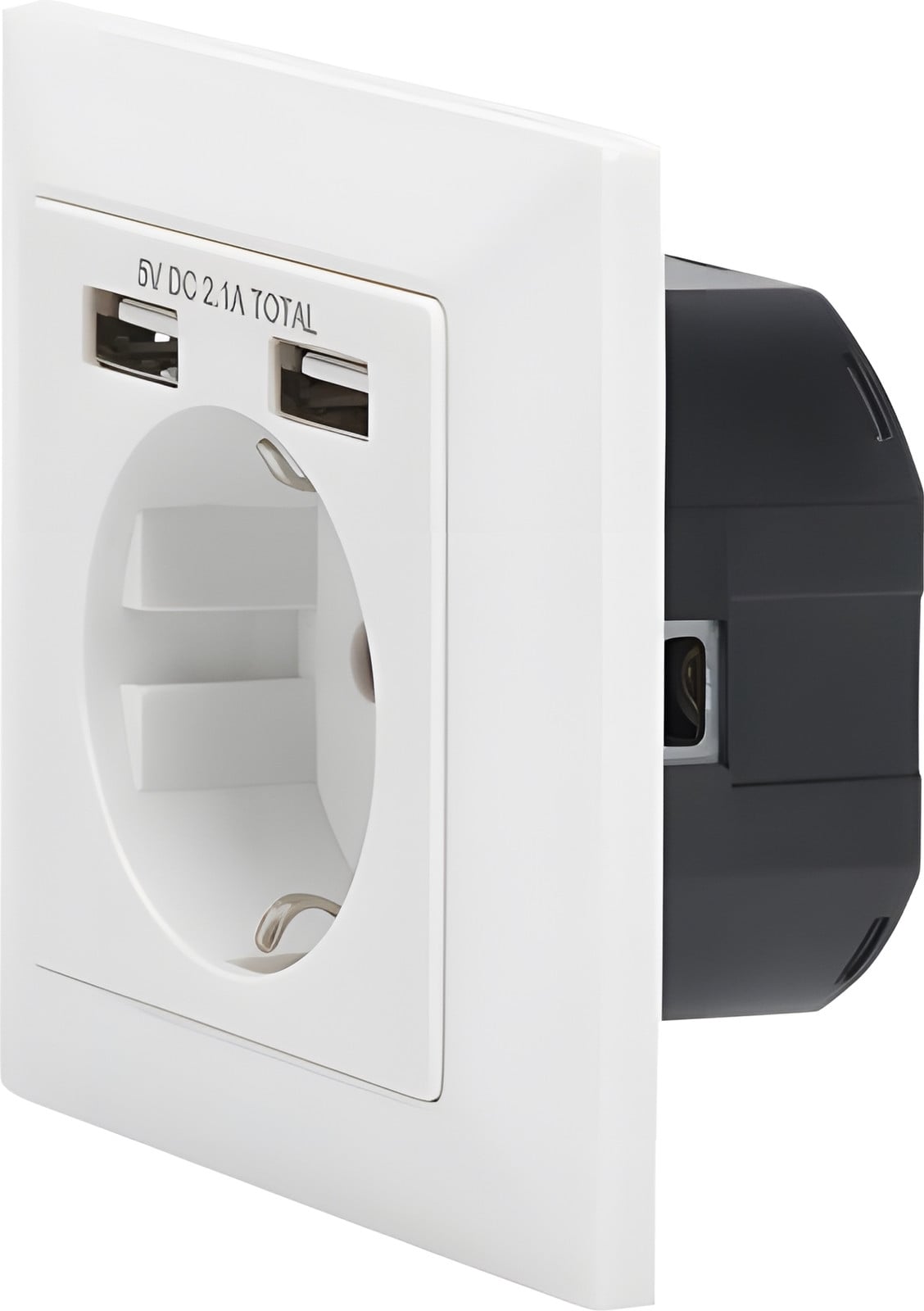 DIGITUS DA-70613 Inbouwstopcontact met 2x USB-poort, wit