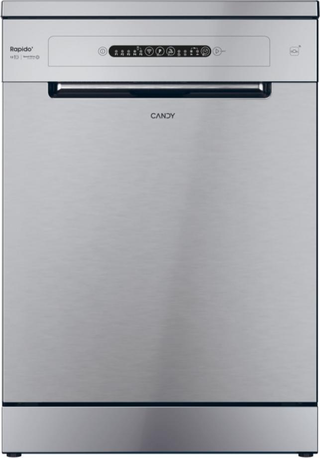 Candy RapidÓ CF 3E7L0S, Freistehend, Standardgröße (60 cm), Edelstahl, LED, 2 Korb/Körbe, Korb