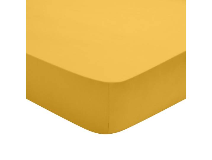 Drap housse coton jaune 160x200 cm