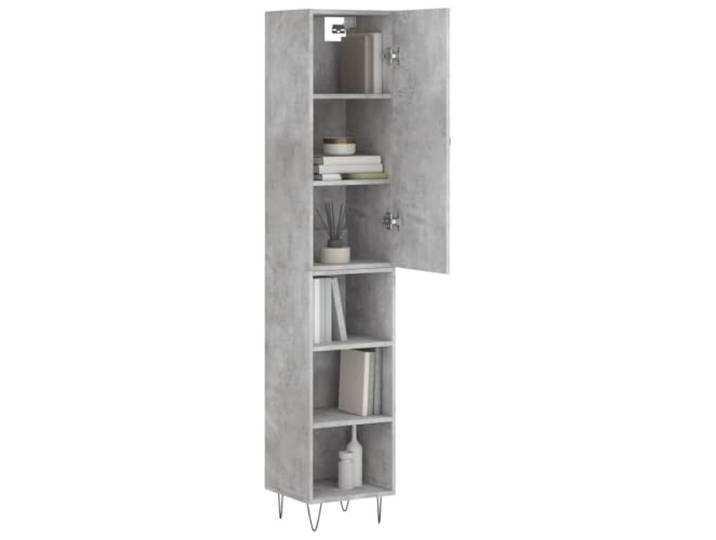 KTHLBRH Anrichte grau Zement 34,5 x 34 x 180 cm Holz mehrschichtig Metallfüße, praktische Tür, großer Raum, Montage erforderlich