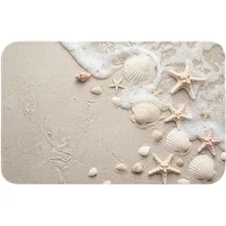 WC-VORLEGER Muscheln - Seesterne - Strand Toilettenteppich 80x50 cm